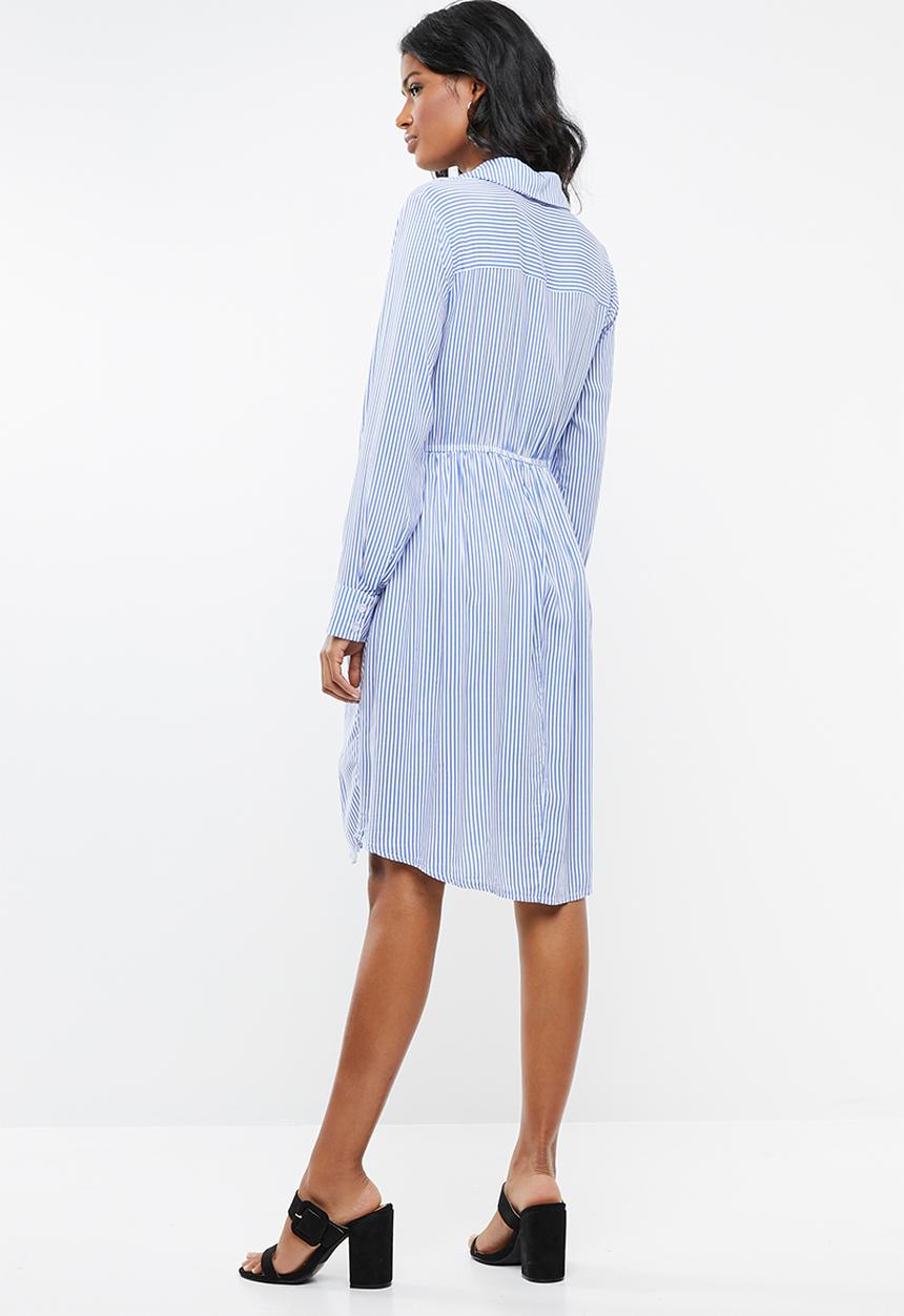 edit Maternity - Twist front maternity shirt dress - blue & white 