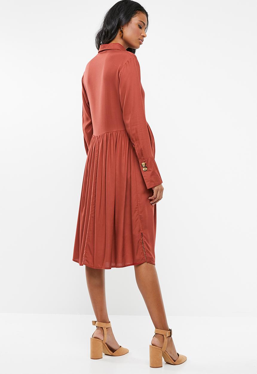 edit Maternity - Button down shirt dress - rust