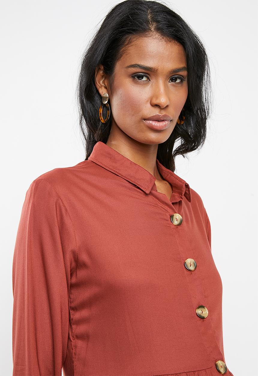 edit Maternity - Button down shirt dress - rust