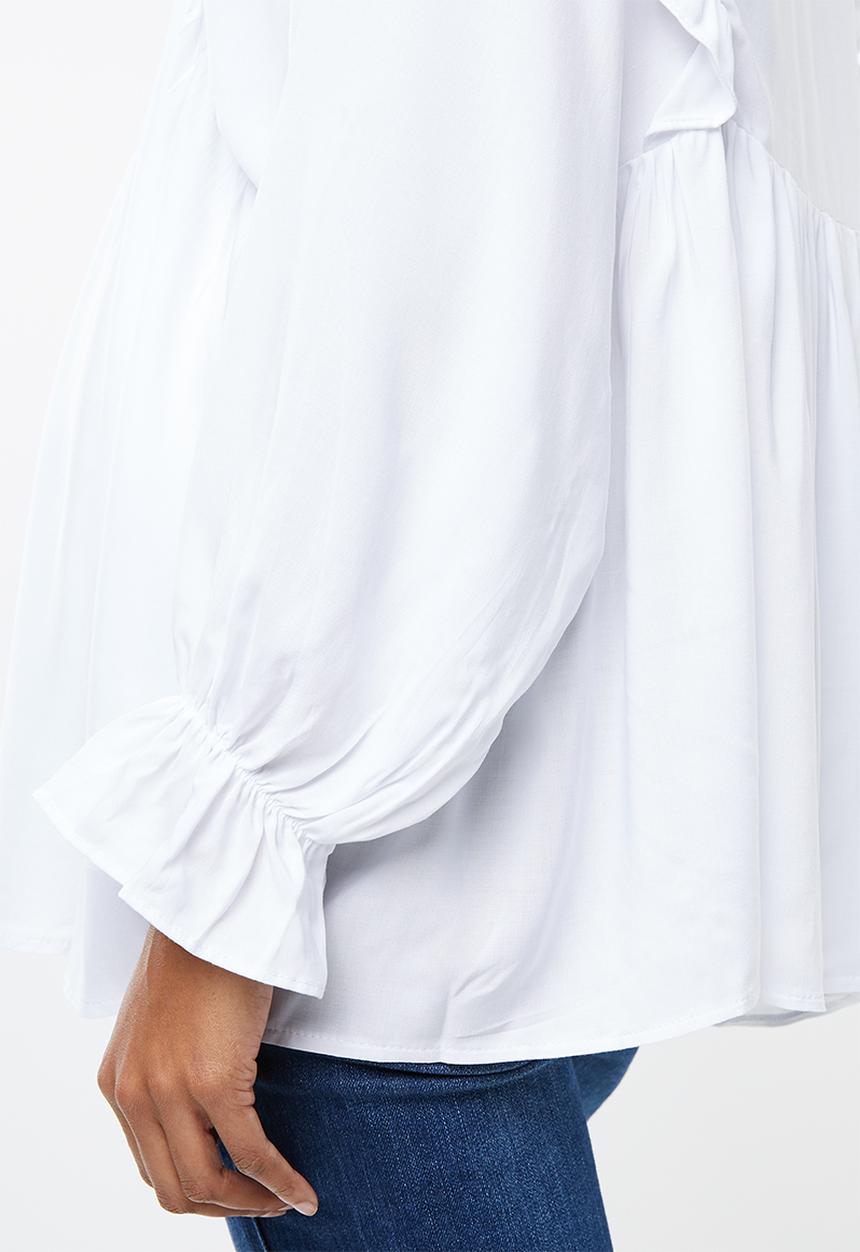 Superbalist - Frill peasant blouse - white