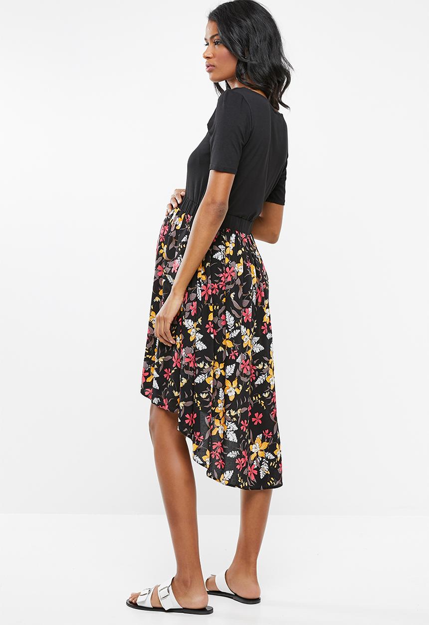 edit Maternity - Dipped hem combo dress - black