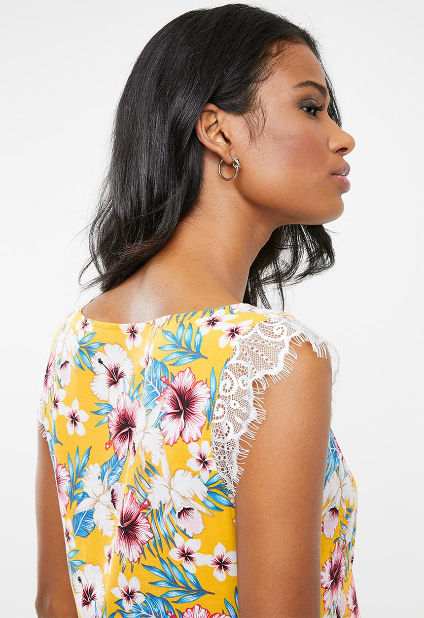 edit Maternity - Maternity Lace inset tank top - yellow