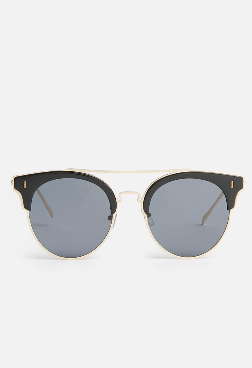 Superbalist - Erin top bar sunglasses - black & gold 