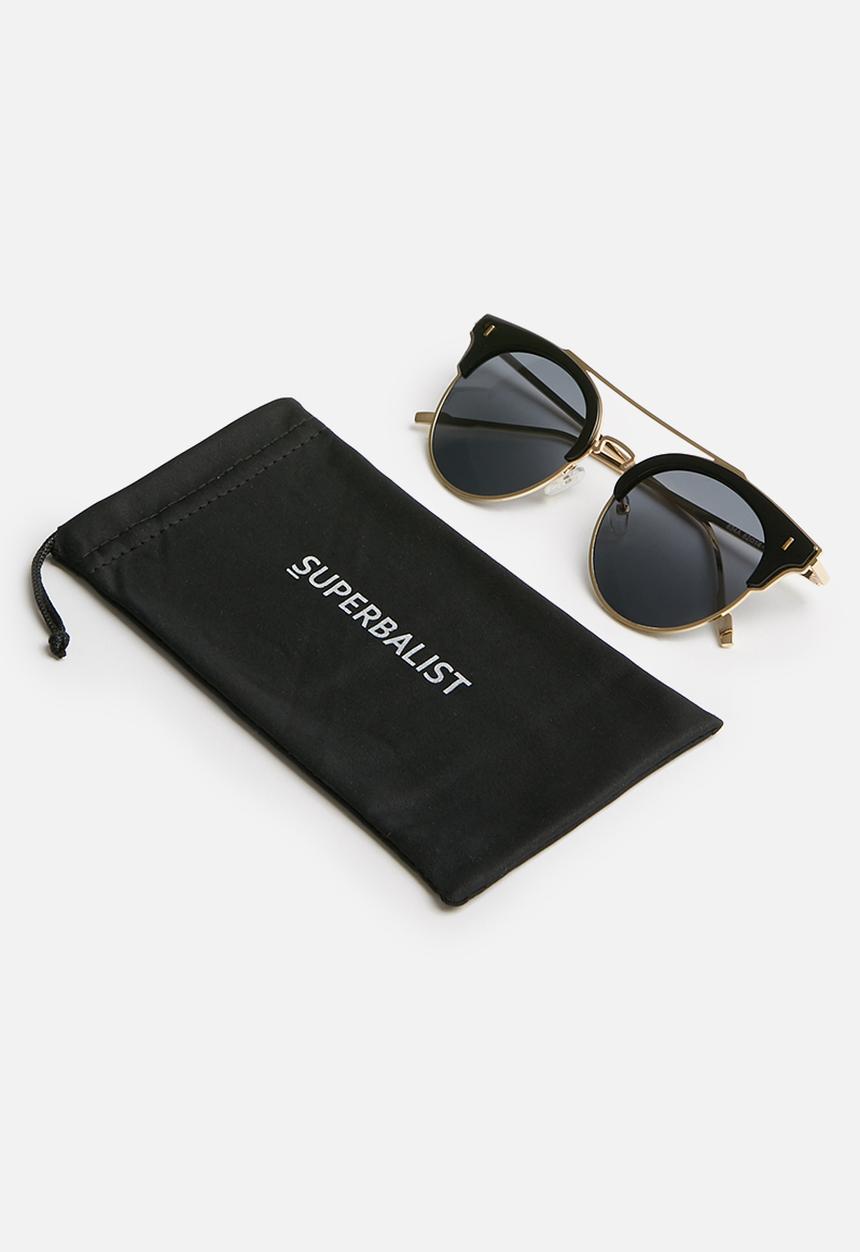 Superbalist - Erin top bar sunglasses - black & gold 