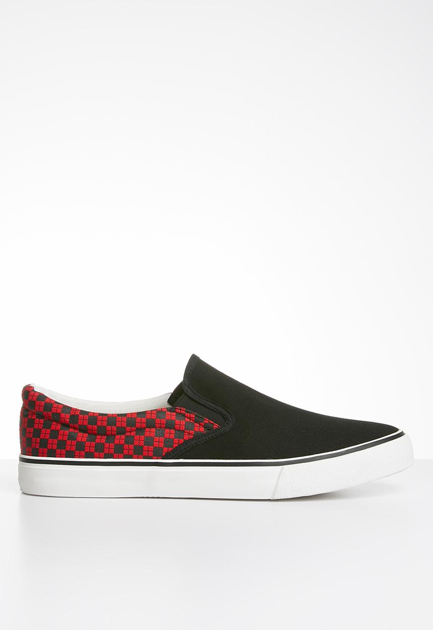 Brave Soul - Checkered slip on - black & Red