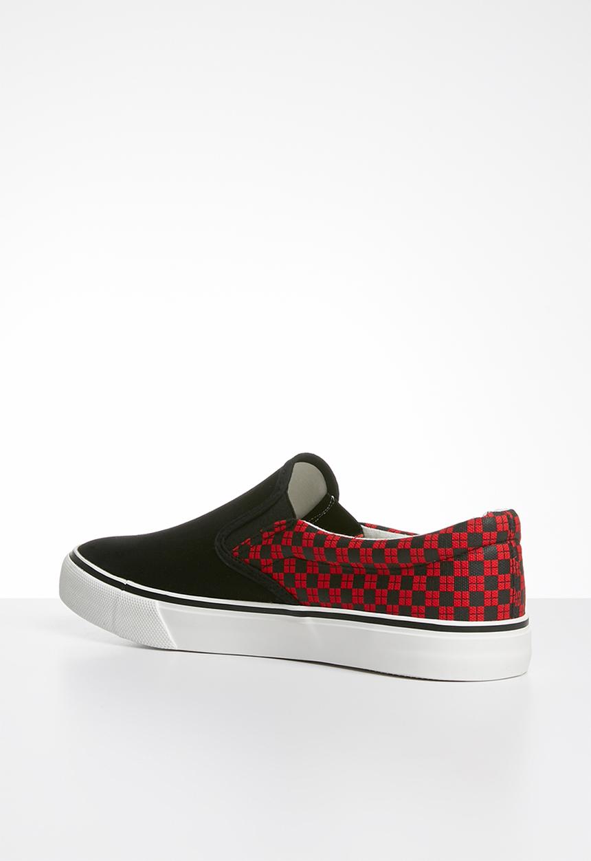 Brave Soul - Checkered slip on - black & Red