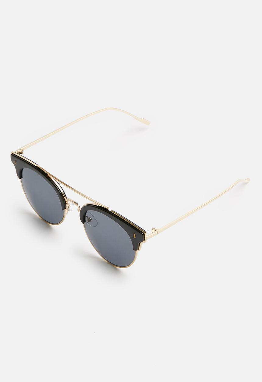 Superbalist - Erin top bar sunglasses - black & gold 