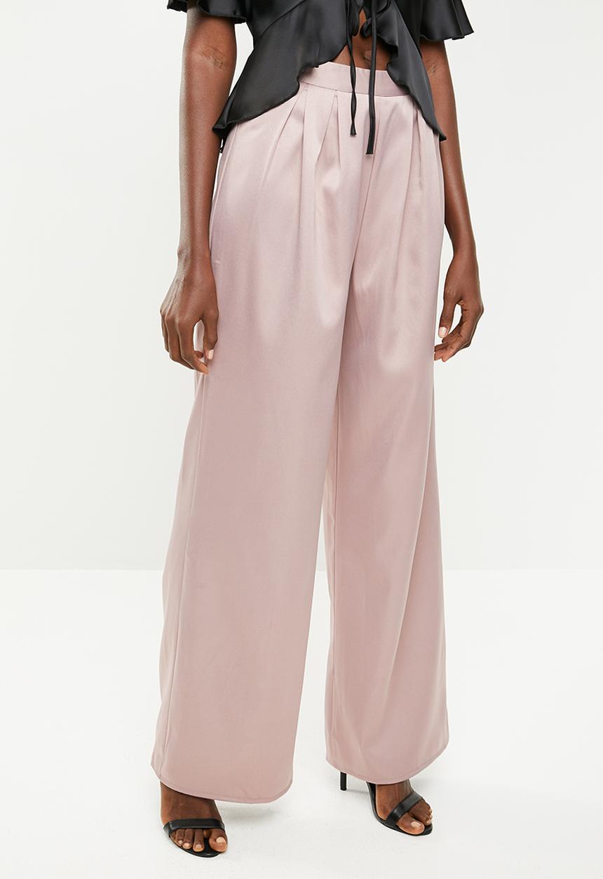 Missguided - Pleat detail wide leg trouser - pink