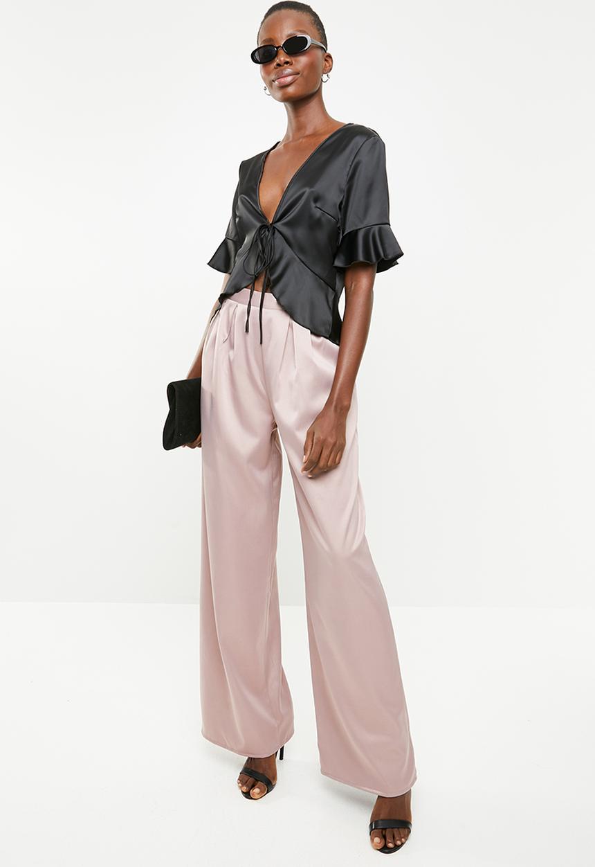 Missguided - Pleat detail wide leg trouser - pink