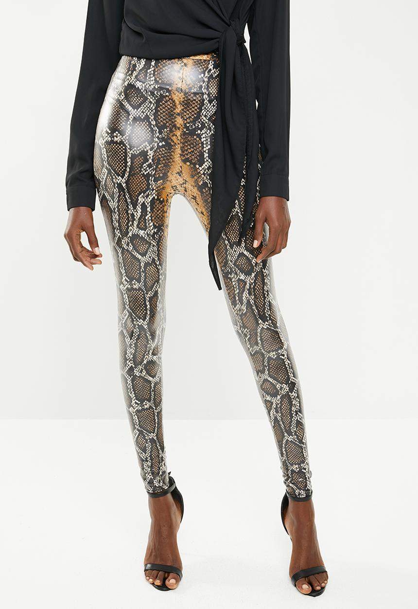 Missguided - Snake print wet look legging - grey