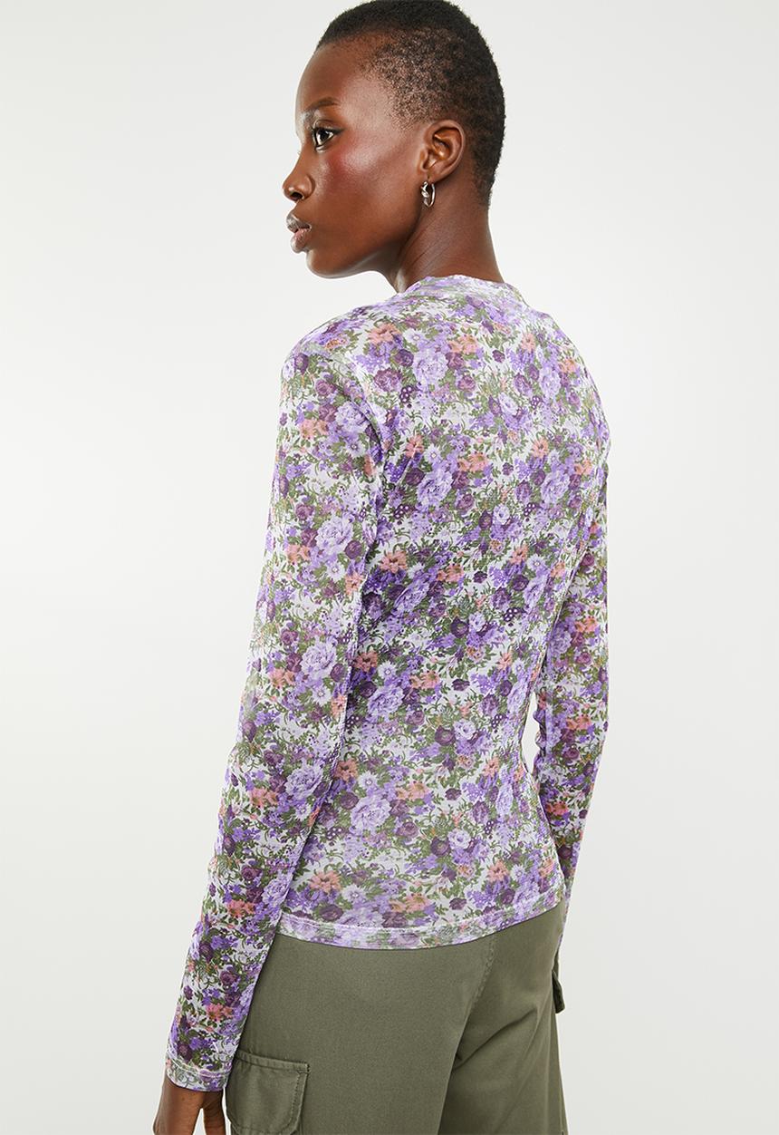 Superbalist - 2 pack turtle neck mesh tee - purple & khaki 