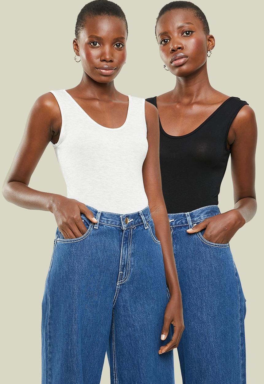 Superbalist - Cami strap 2 pack bodysuit - black & grey 