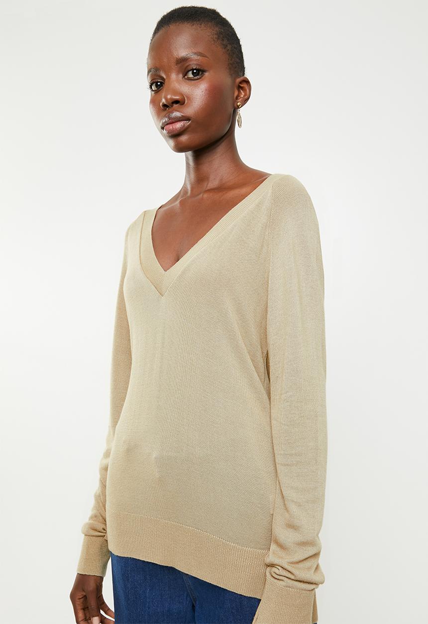 Superbalist - Lightweight bamboo blend V-neck pullover - beige