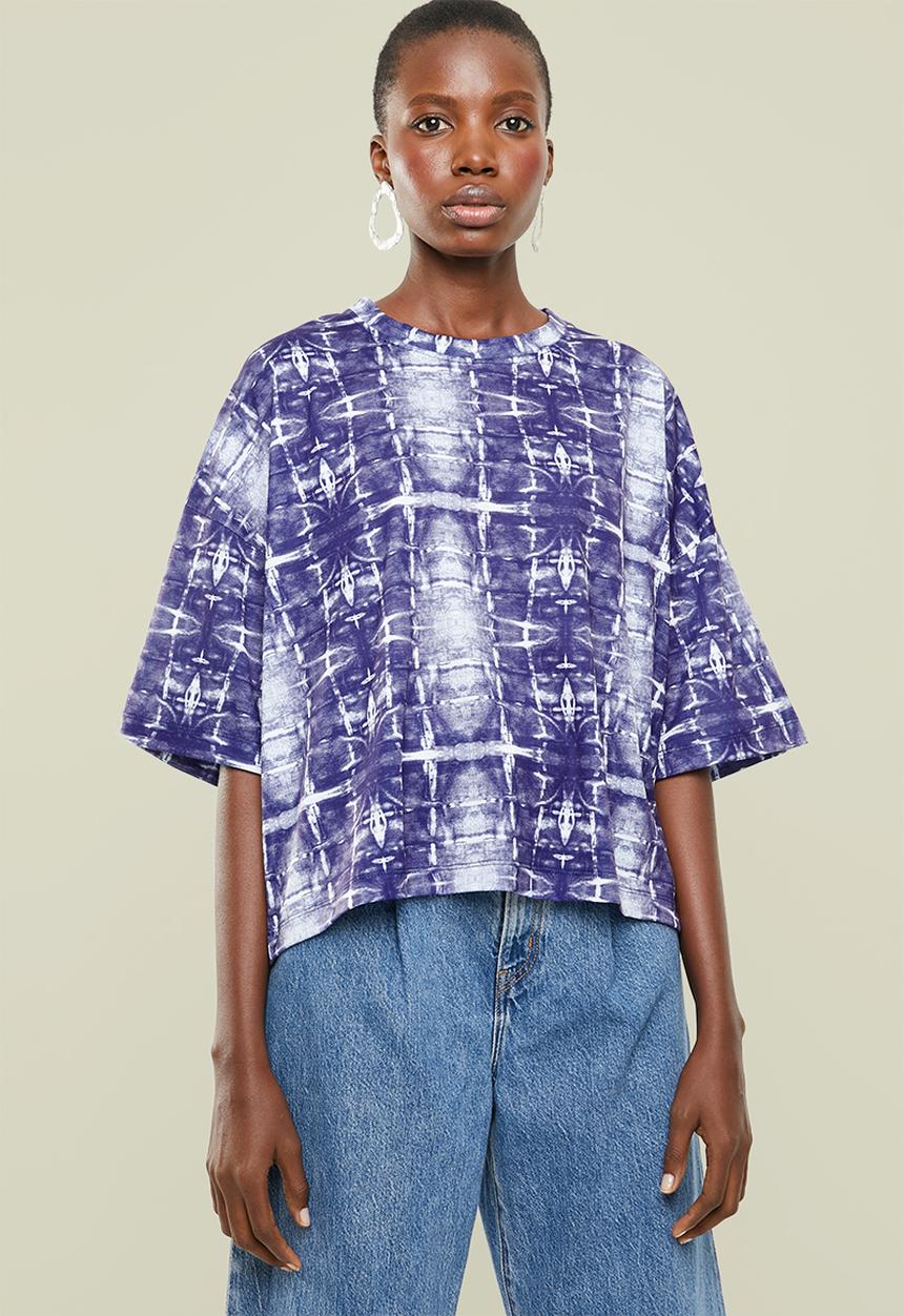 Superbalist - Printed boxy tee - blue & white