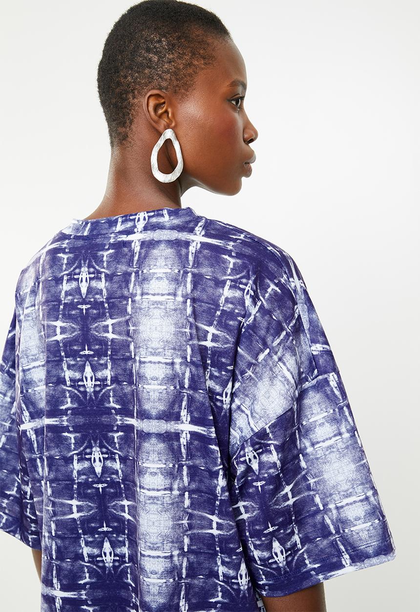 Superbalist - Printed boxy tee - blue & white