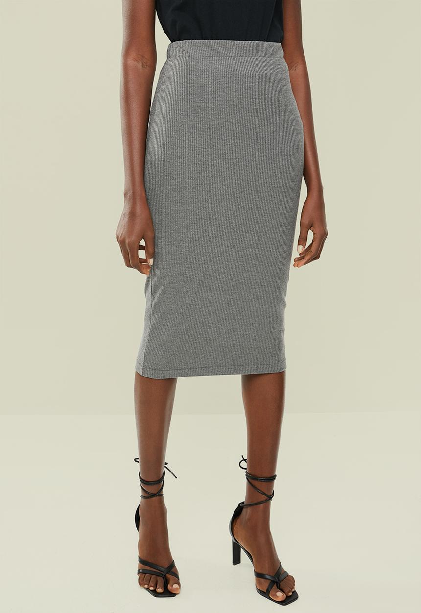 Superbalist - High waisted midi bodycon skirt - grey