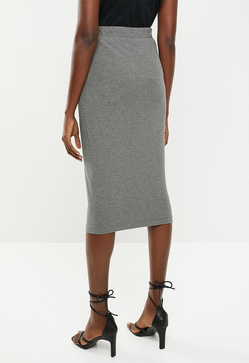 Superbalist - High waisted midi bodycon skirt - grey