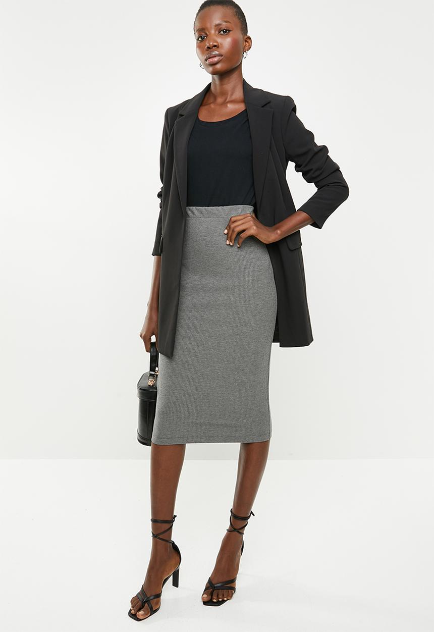 Superbalist - High waisted midi bodycon skirt - grey
