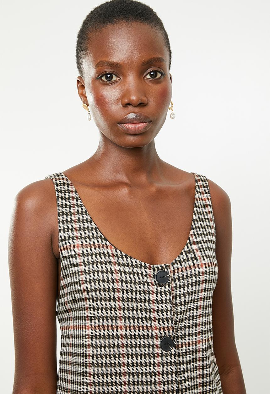 Superbalist - Check button front jumpsuit - multi 