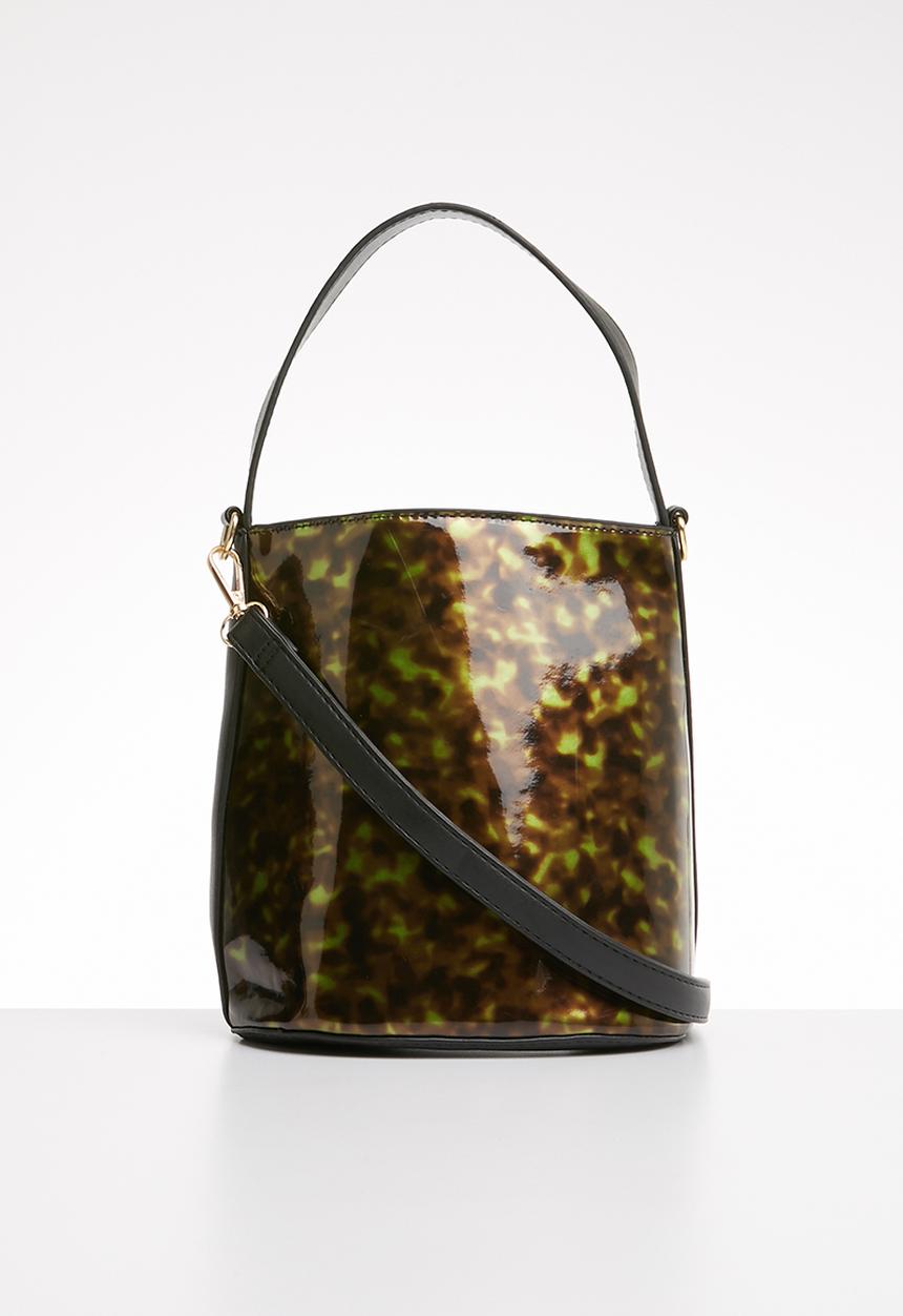 Superbalist - Patent perspex bag - brown & green