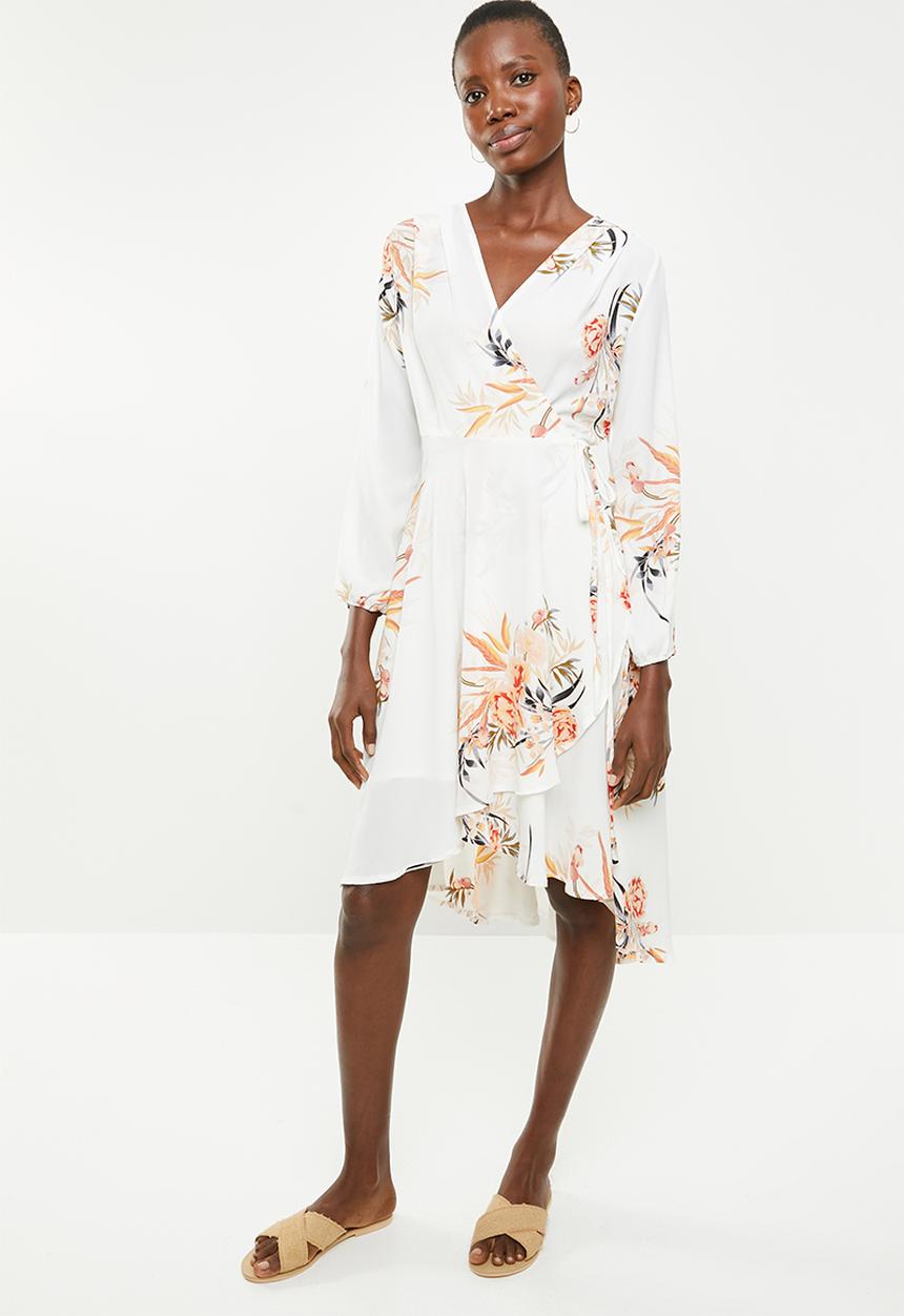 Revenge - Floral wrap dress - white