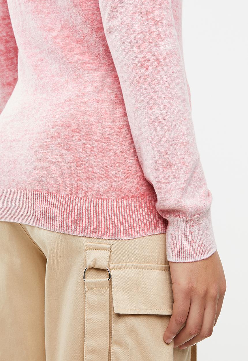 STYLE REPUBLIC - Vintage wash v-neck jersey - pink & white 