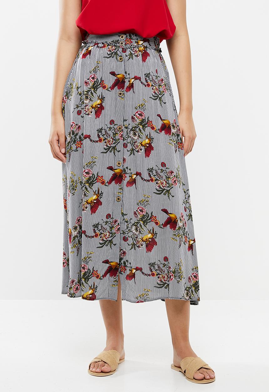STYLE REPUBLIC - Fit & flare button down skirt - navy & white