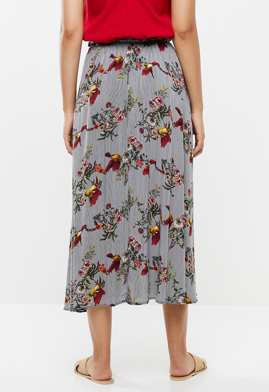 STYLE REPUBLIC - Fit & flare button down skirt - navy & white