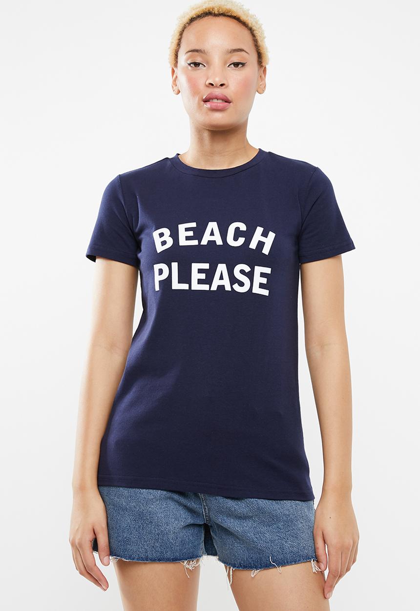 STYLE REPUBLIC - Beach please T-shirt - navy & white 