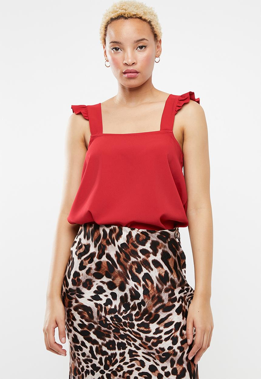 c(inch) - Frill detail cami - red