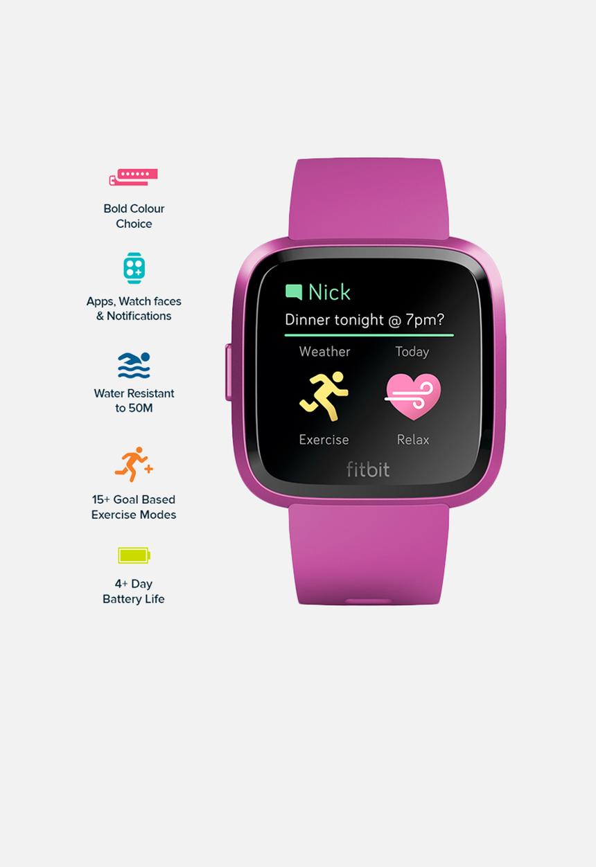 Fitbit - Fitbit versa lite - mulberry aluminium
