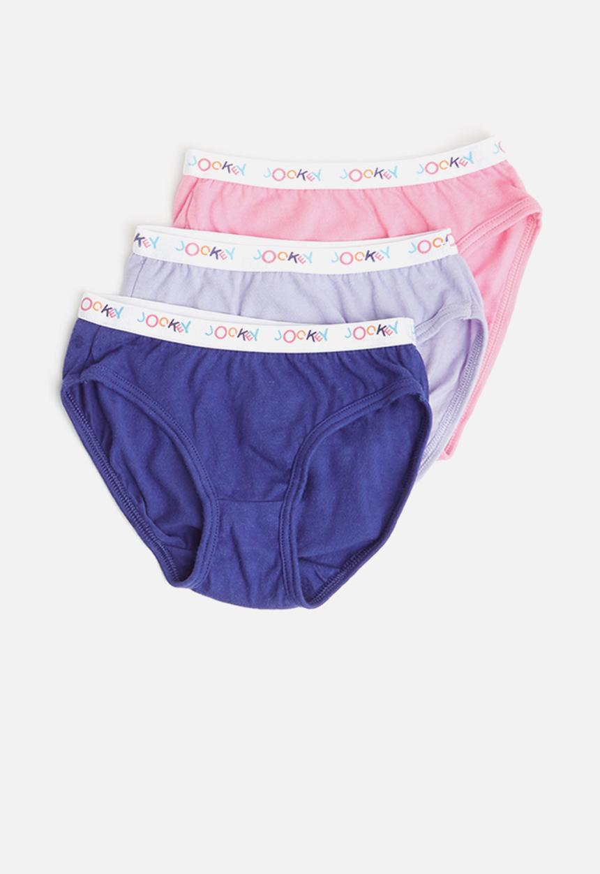 Jockey - 3 pack girls plain french cut - purple & pink
