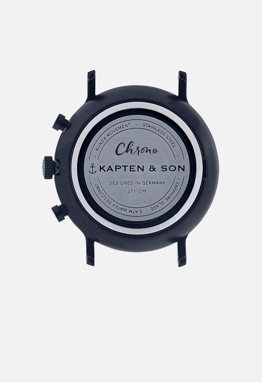 Kapten & Son - Chrono leather watch - black & navy