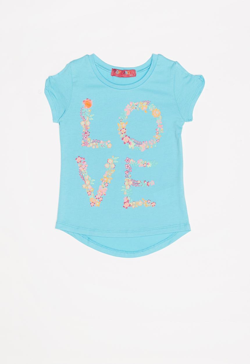 Pop Candy - Kids girls printed love tee - blue