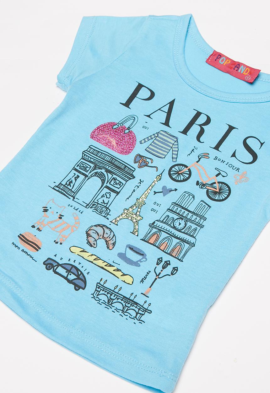Pop Candy - Girls paris slogan shirt - blue