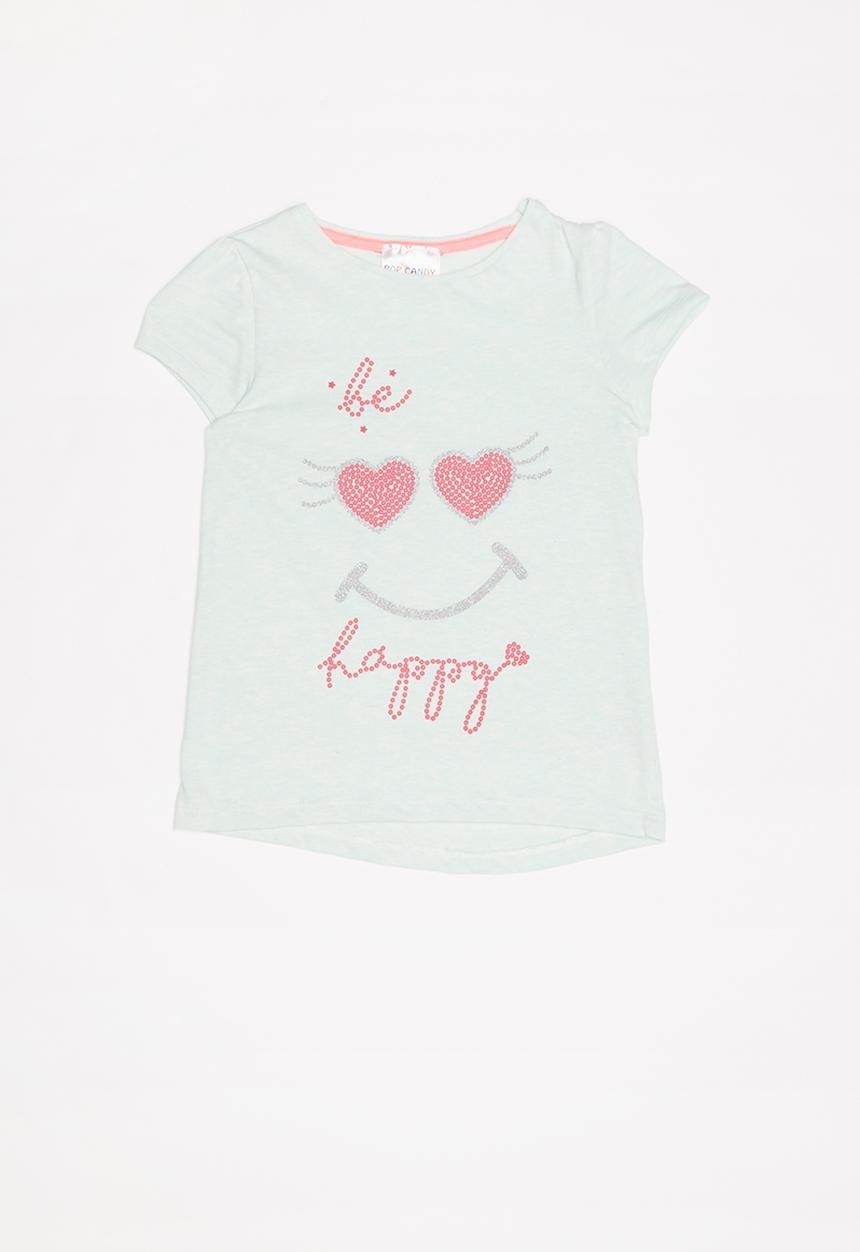 Pop Candy - Girls happy printed tee - white