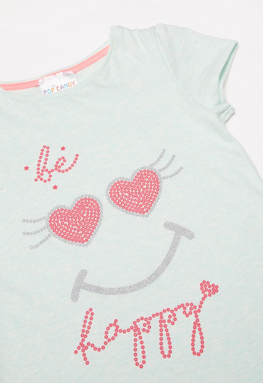 Pop Candy - Girls happy printed tee - white