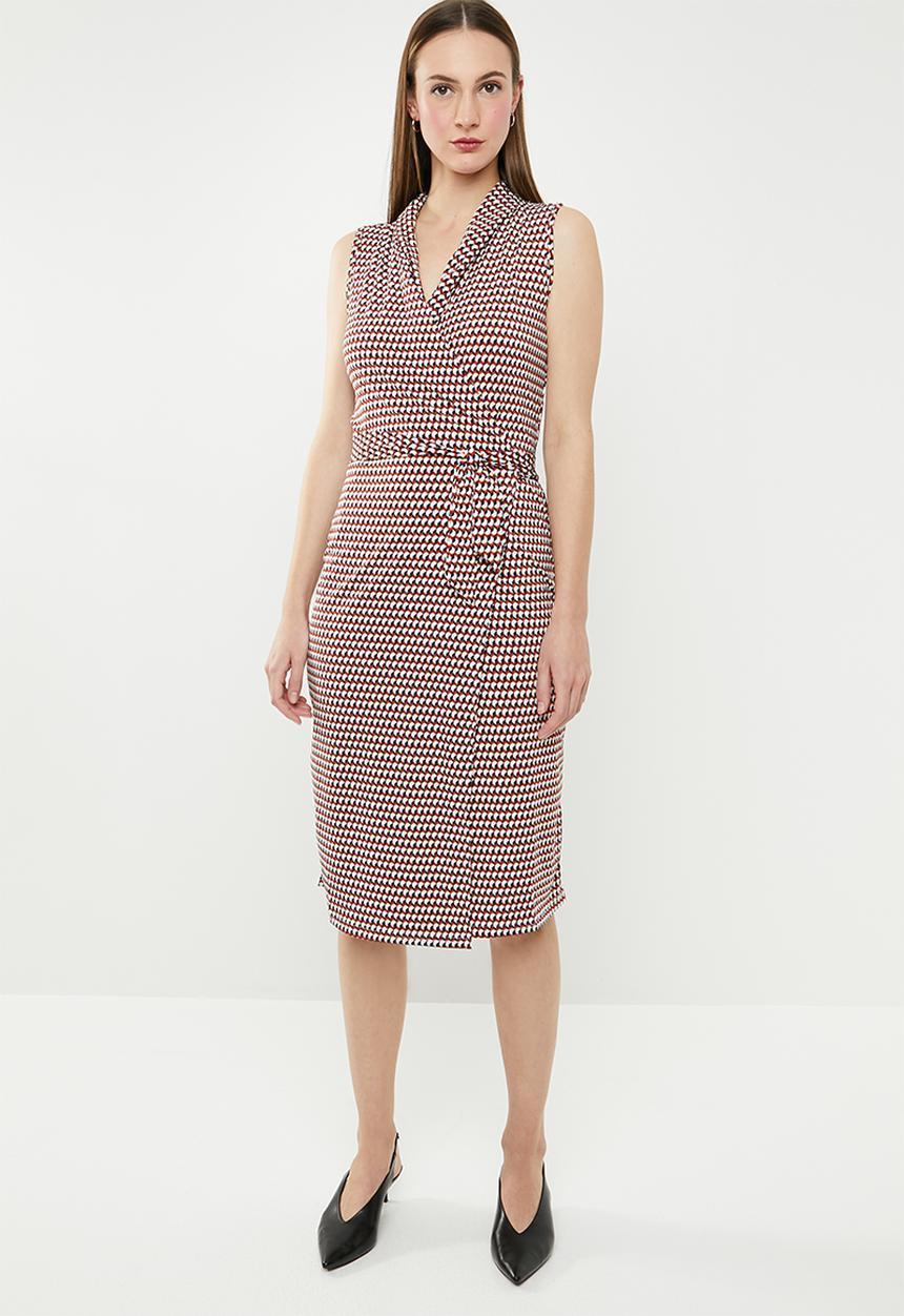 edit - Sleeveless wrap over dress - multi