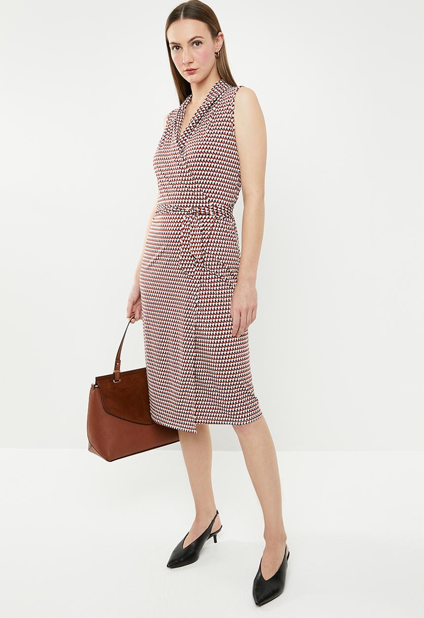 edit - Sleeveless wrap over dress - multi