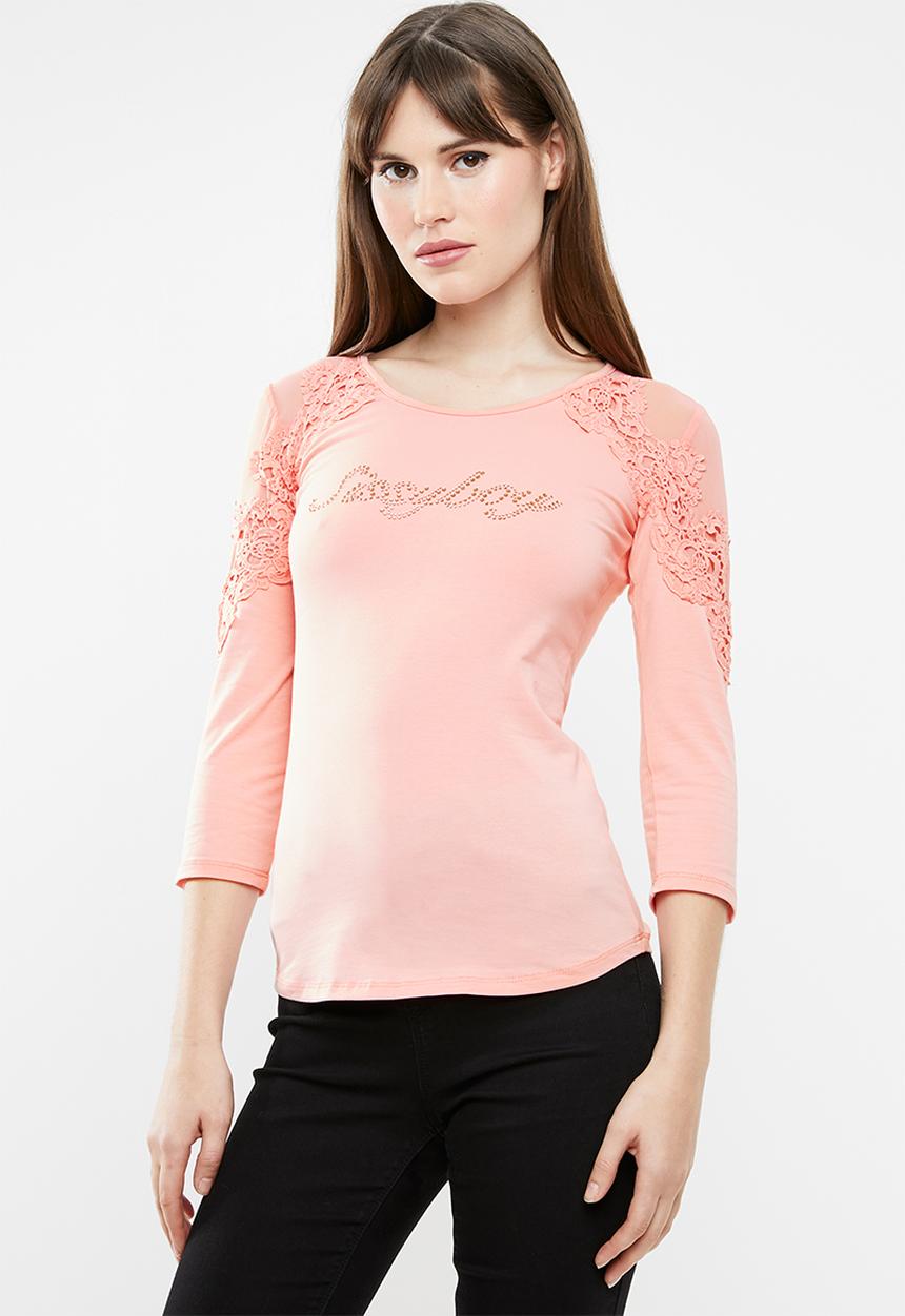 SISSY BOY - Feminine lace up top - pink