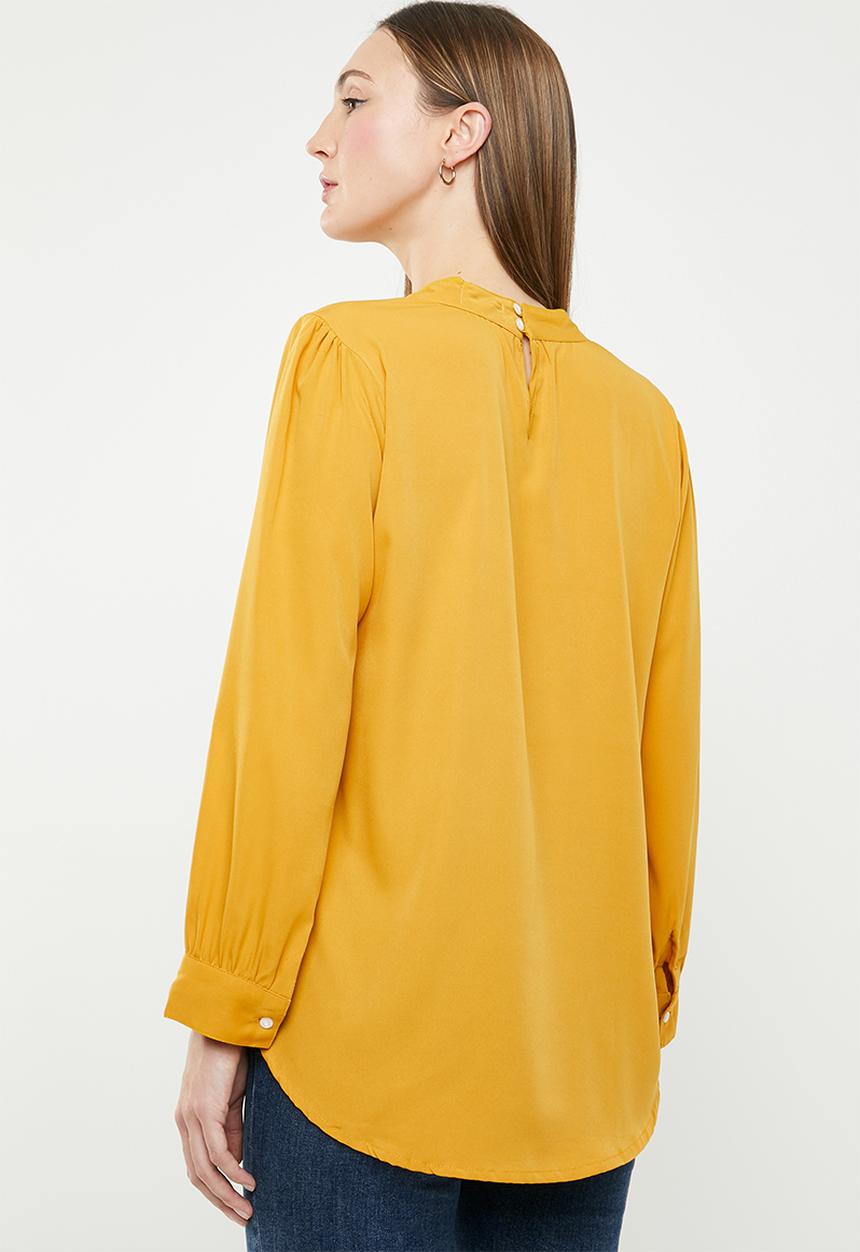 edit - High neckline blouse - yellow