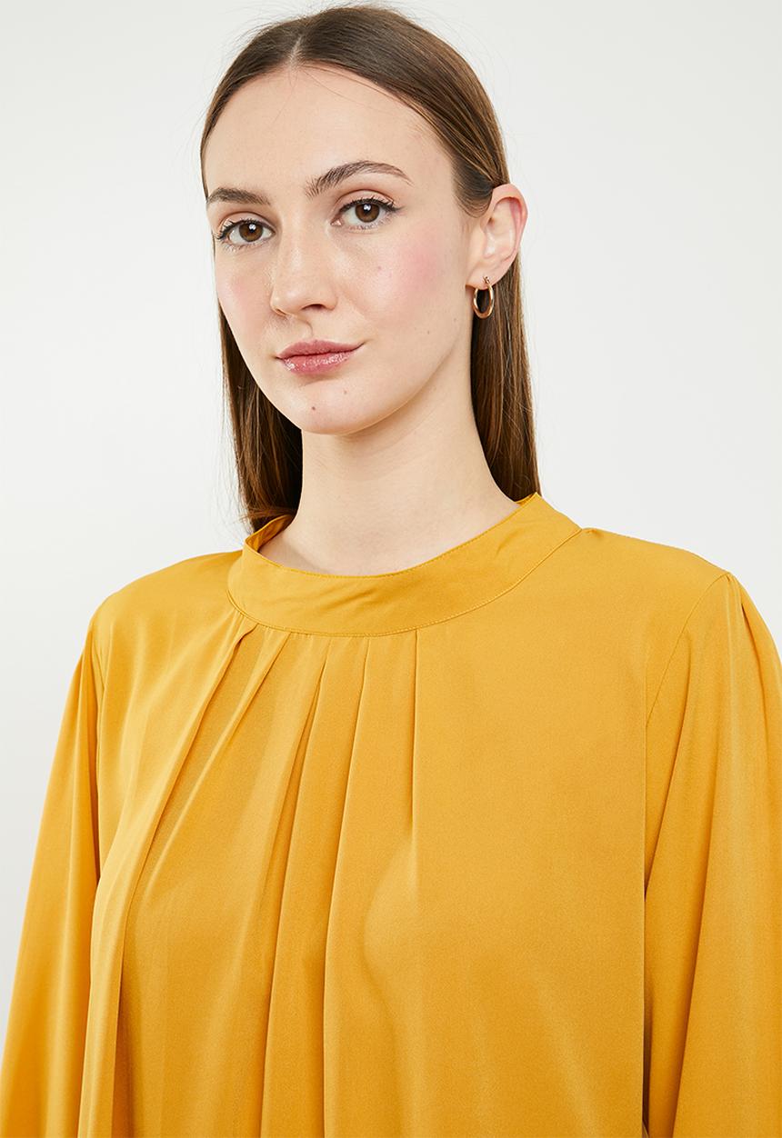 edit - High neckline blouse - yellow