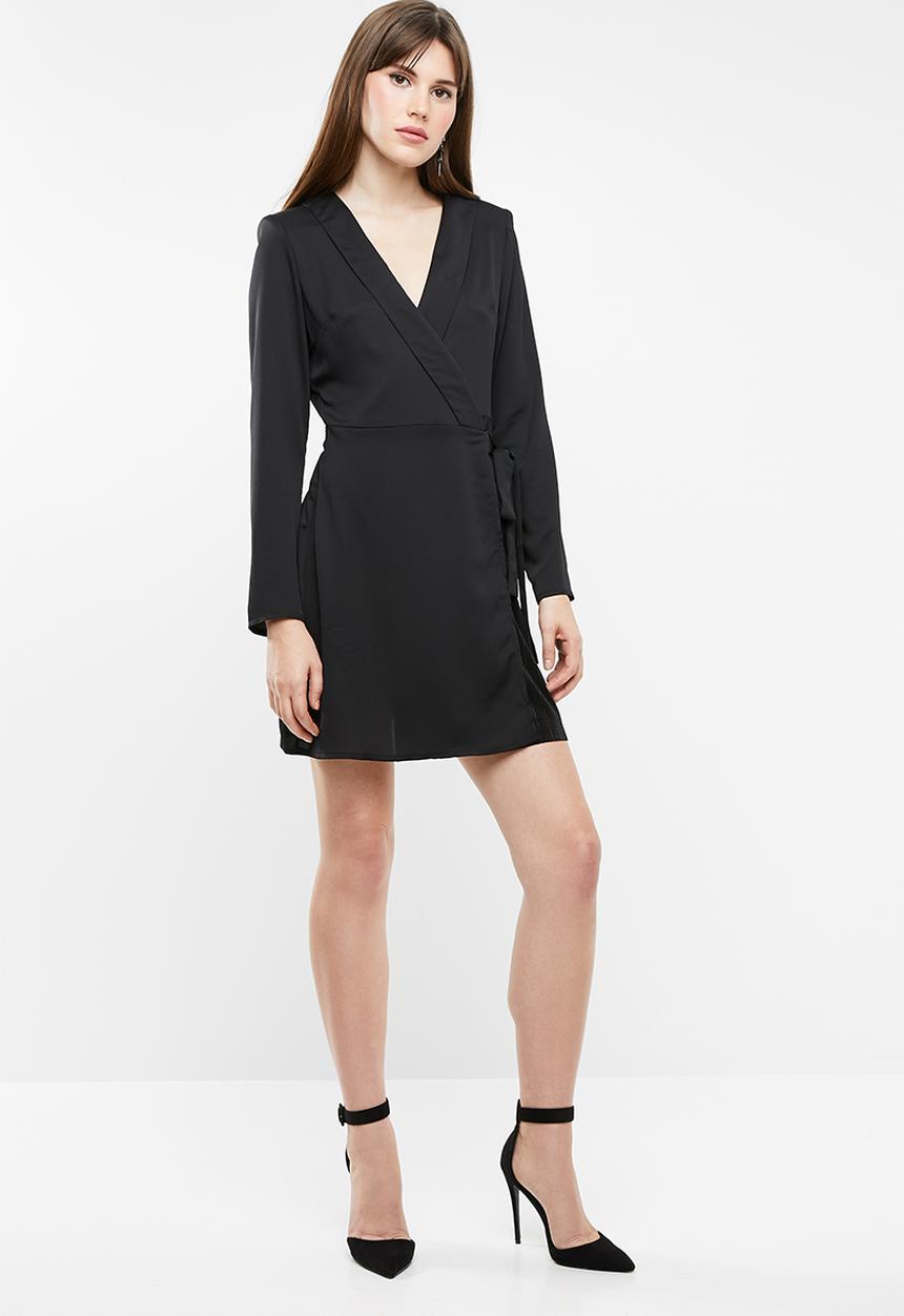 Missguided - Tie side plisse blazer dress - black