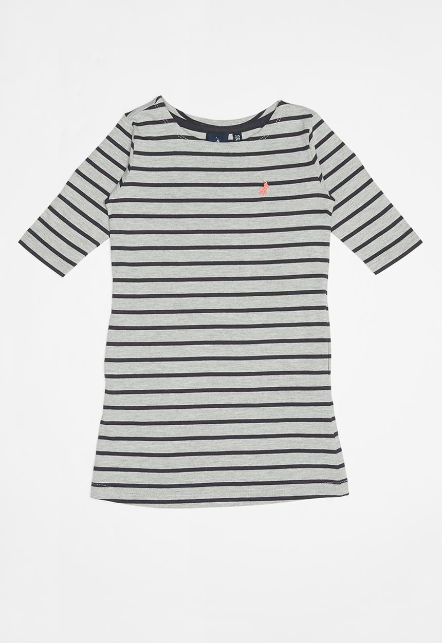 POLO - Girls harper ms striped dress - grey