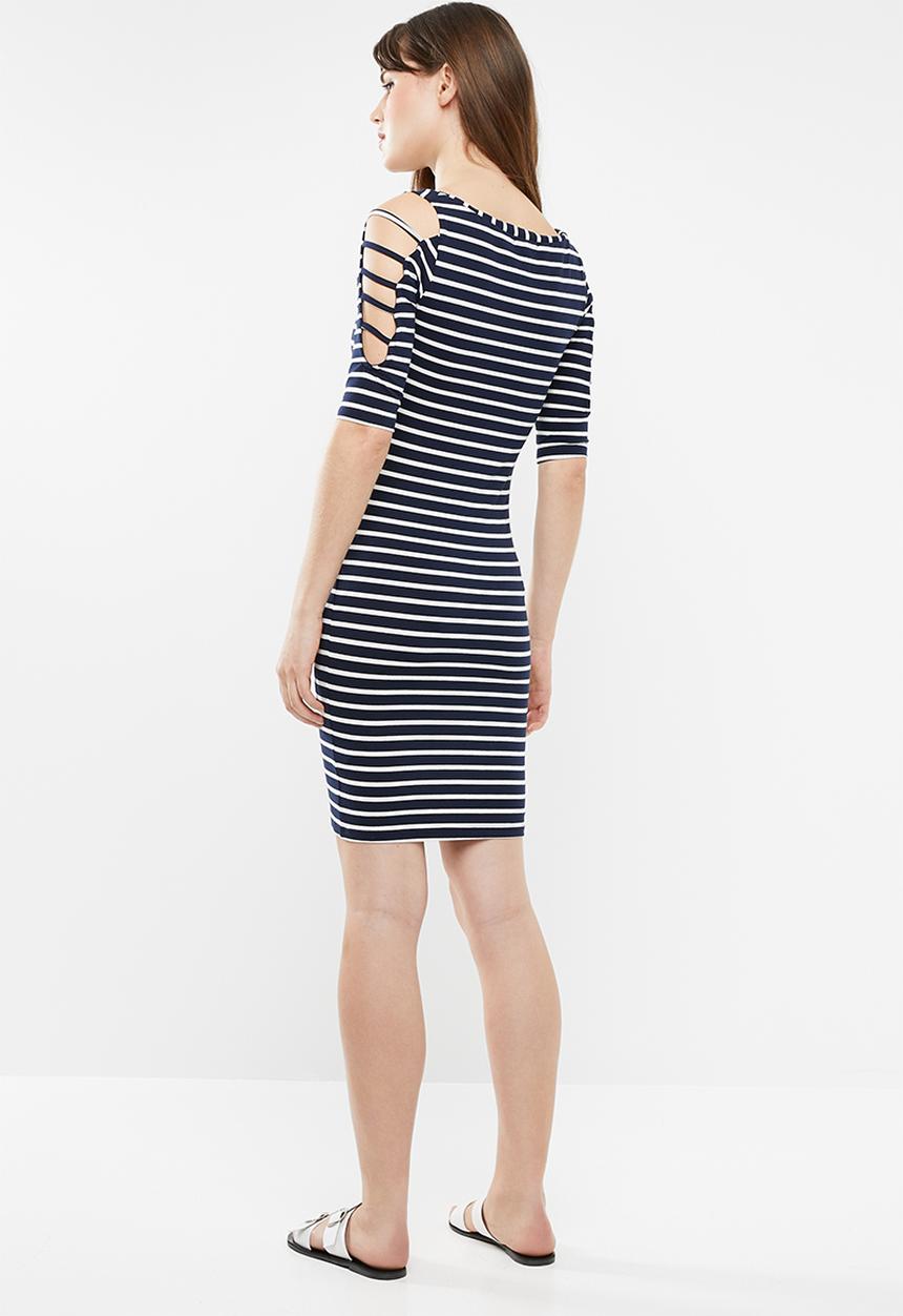 SISSY BOY - Sleeve cut detailed dress - navy & white