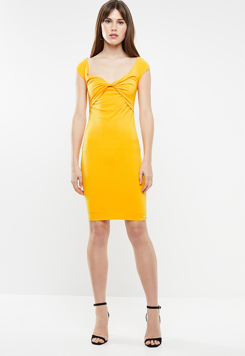SISSY BOY - Freestyle bardot midi dress - yellow