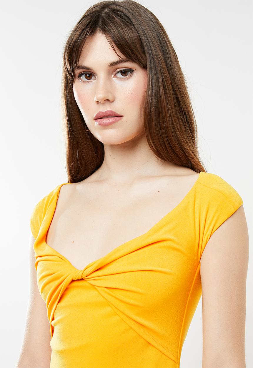 SISSY BOY - Freestyle bardot midi dress - yellow