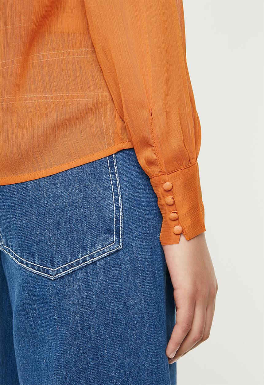 ONLY - Rachel long sleeve bow top - orange