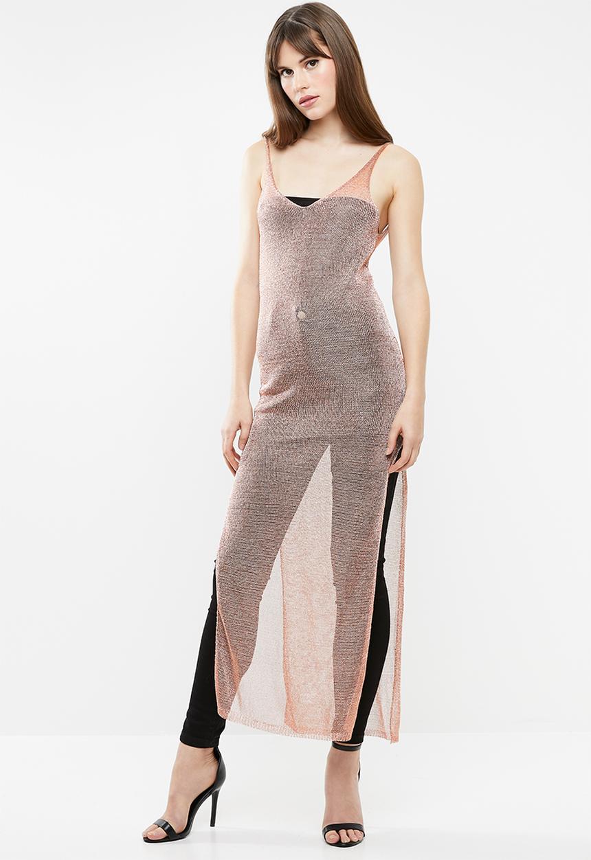 SISSY BOY - Lurex knit longer length top - rose gold