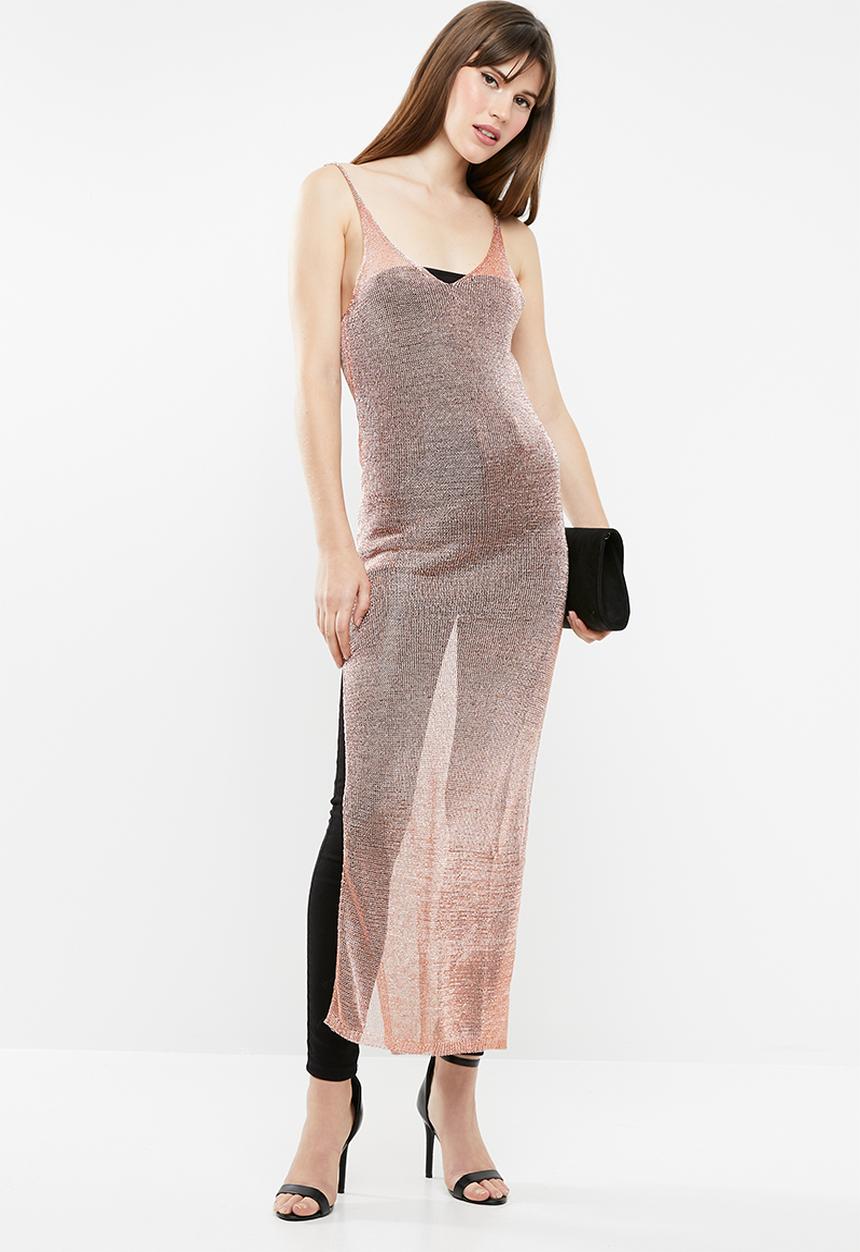 SISSY BOY - Lurex knit longer length top - rose gold